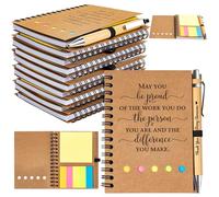 10 Sets Employee Appreciation Gifts Bulk Inspirational Spiral Notebook Journal with Sticky Notes Motivational Bamboo Pen Thank You Gifts for Coworkers Employees Team Nurse Teacher Office Staff