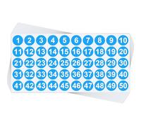 10 Sheets 1 to 50 Color Consecutive Number Stickers Small Round Waterproof Labels Removable for Storage Toolbox Locker Inventory Classification (Bue 1 to 50,2.5cm/1in)