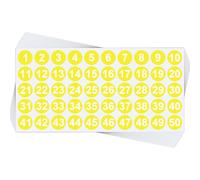 10 Sheets 1 to 50 Color Consecutive Number Stickers Small Round Waterproof Labels Removable for Storage Toolbox Locker Inventory Classification (Yelllow 1 to 50,2.5cm/1in)
