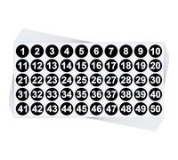10 Sheets 1 to 50 Color Consecutive Number Stickers Small Round Waterproof Labels Removable for Storage Toolbox Locker Inventory Classification (Black 1 to 50,2.5cm/1in)