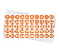 10 Sheets 1 to 50 Color Consecutive Number Stickers Small Round Waterproof Labels Removable for Storage Toolbox Locker Inventory Classification (Orange 1 to 50,2.5cm/1in)