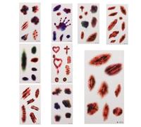 10 Sheets Halloween Realistic Scar Stickers With Various Patterns, W | Fake Cuts Makeup Scars For Men Women Face Body Limbs Cosplay Masquerade Prank Party Stage