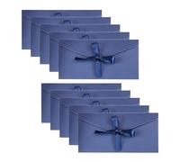 10 sobres azul lago con cintas, tarjetas de felicitación con cinta de papel kraft, bolsas de sobres de regalo, sobres de invitación (22 * 11cm)