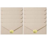 10 sobres de invitación de papel texturizado de lino de 22 x 11 cm, sobres largos de negocios retro con calcomanías, invitaciones de fiesta, tarjetas de felicitación, sobres para bodas, invitaciones
