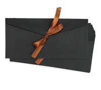 10 Sobres Papel Kraft, Sobres Regalo con Cinta para Invitaciones 20 x 11 cm, Negra