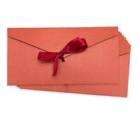 10 Sobres Papel Kraft, Sobres Regalo con Cinta para Invitaciones 20 x 11 cm, Rojo