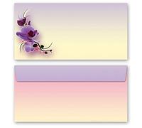 10 sobres (sin ventana) Flores & Pétalos, FLORES DE ORQUÍDEAS DIN LANG (220x110 mm) | Paper-Media