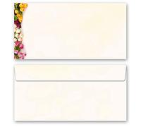 10 sobres (sin ventana) Flores & Pétalos, TULIPANES COLORIDOS DIN LANG (220x110 mm)