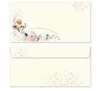 10 sobres (sin ventana) motivo: flores tropicales, DIN largo (220x110 mm), carta de amor