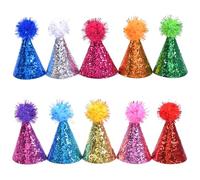 10 sombreros de cumpleaños para mascotas con correa ajustable y detalles brillantes para ocasiones festivas