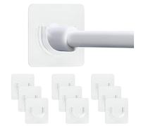 10 soportes para barra de cortina, soporte autoadhesivo transparente para barra de cortina, sin taladrar, soporte para barra de cortina de ducha para pared, baño, armario (barra no incluida)