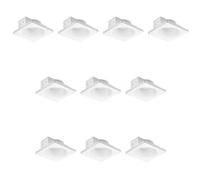 10 soportes para foco de yeso empotrables cuadrados, 120 x 120 x 45 mm, interior redondo, foco de techo para cartón yeso, se puede pintar antideslumbramiento, portalámparas GU10, conector rápido