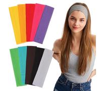 10 Stück, breite elastische Sport-Stirnbänder für Frauen, rutschfestes, saugfähiges Polyester-Haarband, schweißableitend für Laufen, Tennis, Fitnessstudio, Workout, Yoga, Mehrfarbig