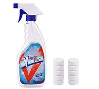 10 tabletas fuertes limpiadores de aceite multifunción con 1 botella de spray descalcificación y removedor de manchas de aceite, tabletas de limpieza para piso/inodoro/coche limpiador de vidrio