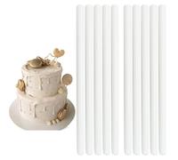 10 tacos blancos para tartas, varillas de soporte para tartas, soporte de plástico de 0.5 pulgadas de diámetro, varillas redondas para tortas y soporte de apilamiento (12 pulgadas de longitud)