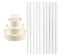 10 tacos blancos para tartas, varillas de soporte para tartas, soporte de plástico de 0.5 pulgadas de diámetro, varillas redondas para tortas y soporte de apilamiento (12 pulgadas de longitud)