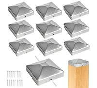 10 tapas de postes de 9 x 9 cm, acero galvanizado con 20 tornillos, tapas para postes de valla de pirámide, tapas inoxidables para postes de vallas, tapas para postes de madera, cubiertas de postes