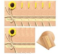 10 tarjetas de felicitación, tarjetas de agradecimiento, sobres de papel de estraza con cordón de yute, retro, vintage, postal, flores secas, tarjetas de regalo, invitación (11 x 17,5 cm)