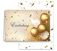 10 tarjetas de invitación, globos dorados con sobres a juego, tarjetas plegables, invitación para adultos, fiestas, cumpleaños, elegantes, bodas, aniversarios, 20, 30, 40, 50, 60, 70, 80, 90, globos
