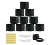 10 tarros de vidrio para ungüentos, 30 ml, frascos vacíos de cristal ámbar, recipientes para crema, botes pequeños con tapa, recipientes para muestras de viaje, botes de crema para rellenar cosméticos