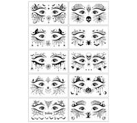 10 Tatuajes Temporales de Ojos para Halloween, Pegatinas de Cara y Maquillaje de Zombie, Calcomanías Faciales para Disfraz de Mujer, Hombre y Niños, Decoración de Fiesta