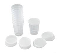 10 tazas medidoras graduadas con tapas seguras, herramientas de cocina y laboratorio de plástico transparente, 30/50/100 ml (50 ml)