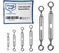 10 tensores de acero inoxidable con dos ojales de acero inoxidable V4A según DIN 1480 1478, tensor de cuerda, ojal, tornillo tensor M8 mm