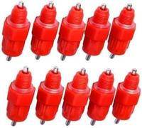 10 tetinas de riego automáticas rojas para aves de corral, fácil instalación, bebederos de pollo, fáciles de limpiar y almacenar, suministros de alimentación y riego de aves de corral