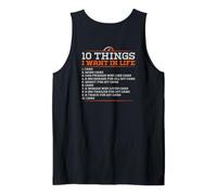 10 Things I Want in My Life Cars More Cars - Divertido (Parte Trasera) Camiseta sin Mangas