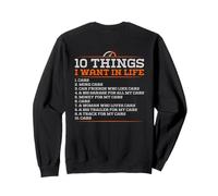 10 Things I Want in My Life Cars More Cars - Divertido (Parte Trasera) Sudadera