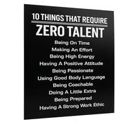 10 Things That Require Zero Talent Motivational Office Wall Art Inspirational Leadership Quote Poster for Work Gym Classroom and Team Building(Framed,08x12inch(20x30cm))