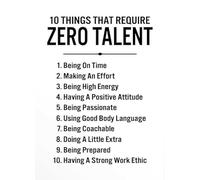 10 Things That Require Zero Talent Poster - Motivational Wall Art for Office, Classroom & Gym, Inspirational Quote for Success(Unframed,12x18inch(30x45cm))