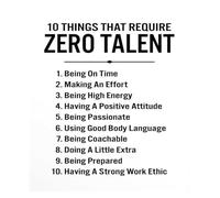10 Things That Require Zero Talent Poster, Motivational Wall Art for Office, Gym, Classroom, Success Mindset Print, Inspirational Decor for Men Women(Framed,08x12inch(20x30cm))
