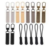 10 tiradores de cremallera de metal, de los cuales 5 tiradores de cremallera de poliuretano. Accesorios para la cremallera, deslizadores de cremallera extraíbles, deslizadores de cremallera de