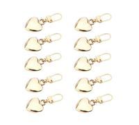 10 tiradores de cremallera en forma de corazón dorado, reparación de cremallera de mochila de metal para abrigos, chaquetas, pantalones, equipaje, cierres, nociones de costura y dijes de suministros