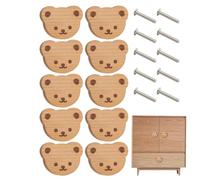 10 Tiradores De Madera Con Forma Oso - Pomos Artesanales Para Cajones, Armarios Y Puertas De Cocina, BonitosTiradores De Armario Con Tornillos, TiradoreDecorativos De Animales De Fácil Instalación