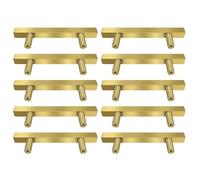10 tiradores dorados de latón cepillado para cajones, cajones fáciles de instalar, para armarios de cocina y muebles de latón cepillado