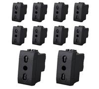 10 tomas bipaso bivalente 2P + T 10/16 A, color negro, compatible con Bticino Living International