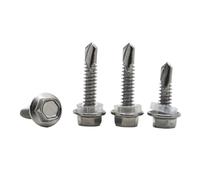 10 tornillos autorroscantes hexagonales externos con cabeza de arandela de acero inoxidable 410, M5.5 M6.3(50mm,M6.3 10pcs)