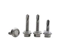 10 tornillos autorroscantes hexagonales externos de acero inoxidable M5 410(50mm)