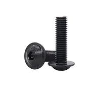10 tornillos de cabeza de botón con brida M8-1,25 x 25 mm, llave Allen Socket Drive, acabado de óxido negro, acero al carbono grado 10.9, DIN7380