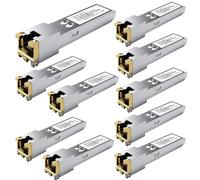 10 transceptores Ethernet de Cobre Gigabit SFP a RJ45 1000Base-T - Compatible con Cisco, Meraki, Ubiquiti, D-Link, TP-Link, Supermicro, Netgear, MikroTik S-RJ01, 1.25G SFP-T, hasta 100 m