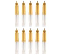 10 tubos de brillo de labios recargables de 5 ml, 8 ml, con tapa dorada y cepillo suave para muestras de labios, cosméticos y botellas de brillo recargables de uso portátil, d, Mass Beauty