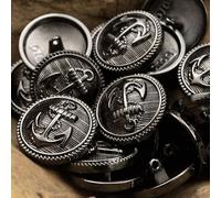 10 Uds 15mm/20mm/25m Ancla Marina Metal vástago botón Niebla té Dorado Accesorios de Costura Traje Blanco Uniforme Botones