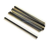 10 Uds 2,54mm paso chapado en oro macho 40P 1 * 40 tira de conectores de pines redondos agujero de una sola conector de enchufe recto