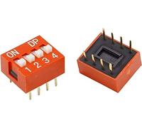10 Uds 2 filas 8 pines 4P posiciones 2,54mm paso DIP interruptor rojo