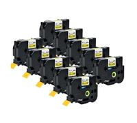 10 Uds 251 cinta de etiquetas laminada de 24mm, Compatible con Brother TZe-251 TZ-251 cinta negra sobre blanca for p-touch D600 P710BT P700(Black on Yellow)