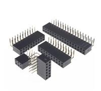 10 Uds 2X3/4/5/6/7/8/10/20/40 PIN doble ángulo recto conector de clavija hembra conector de tira de paso de 2,54 MM(10PCS 2x2)