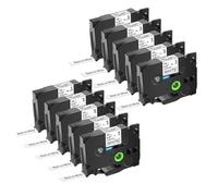 10 Uds 6/9/12/18/24mm TZ 231 241 251 211 Tz 631 651 cinta laminada negra sobre blanca Compatible con fabricante de etiquetas Brother PTouch(10PK Black on White,6mm)