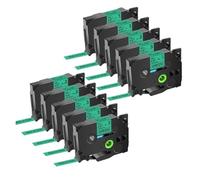 10 Uds 6/9/12/18/24mm TZ 231 241 251 211 Tz 631 651 cinta laminada negra sobre blanca Compatible con fabricante de etiquetas Brother PTouch(10PK Black on Green,6mm)
